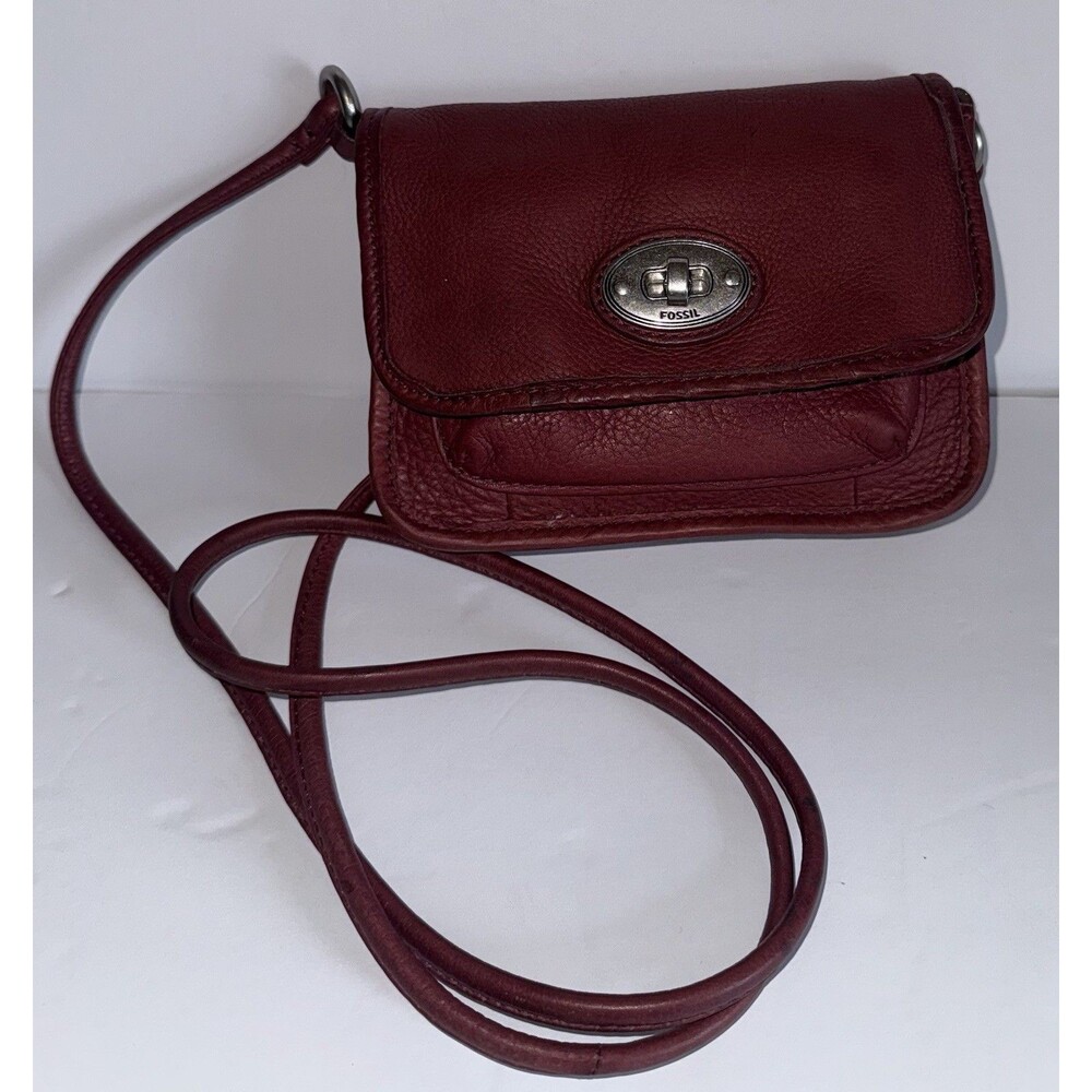 Fossil Maddox Mini Turnlock Crossbody Bag - Pebbled Red Leather
